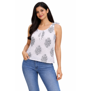 Women’s Floral Printed Sleeveless Kurti Top