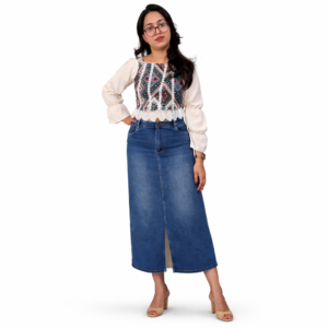 Boho Embroidered Crop Top with Puff Sleeves