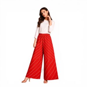 Women’s Diagonal Printed Wide Leg Palazzo Pants